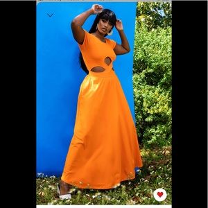 REBDOLLS orange cut out maxi dress 4x AND nude crossover mini
